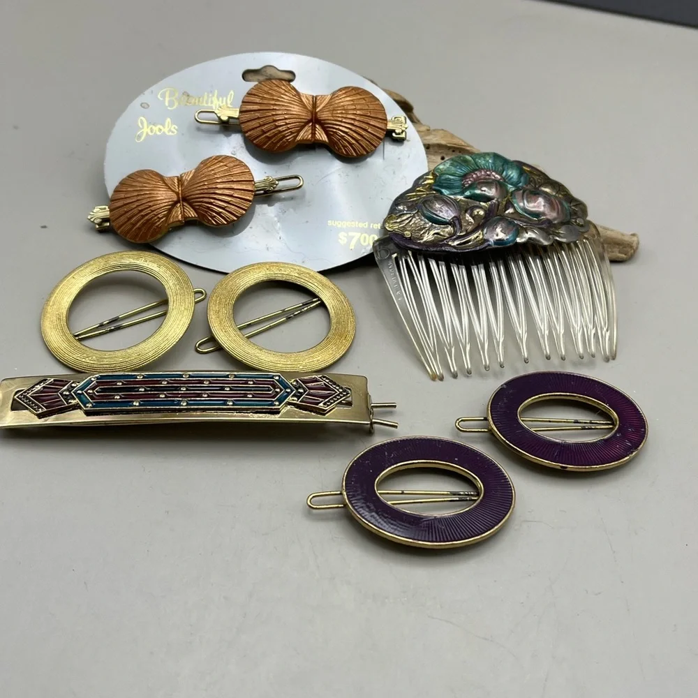 Women's Vintage Accessory Set - Gold, Purple, Silver -Retro Statement